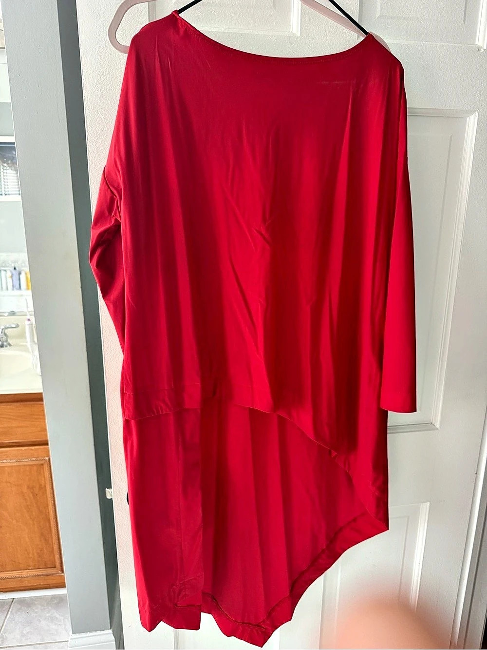 IC Collection 2637T Red Asymmetrical Midi high low asymmetrical Top Size Medium